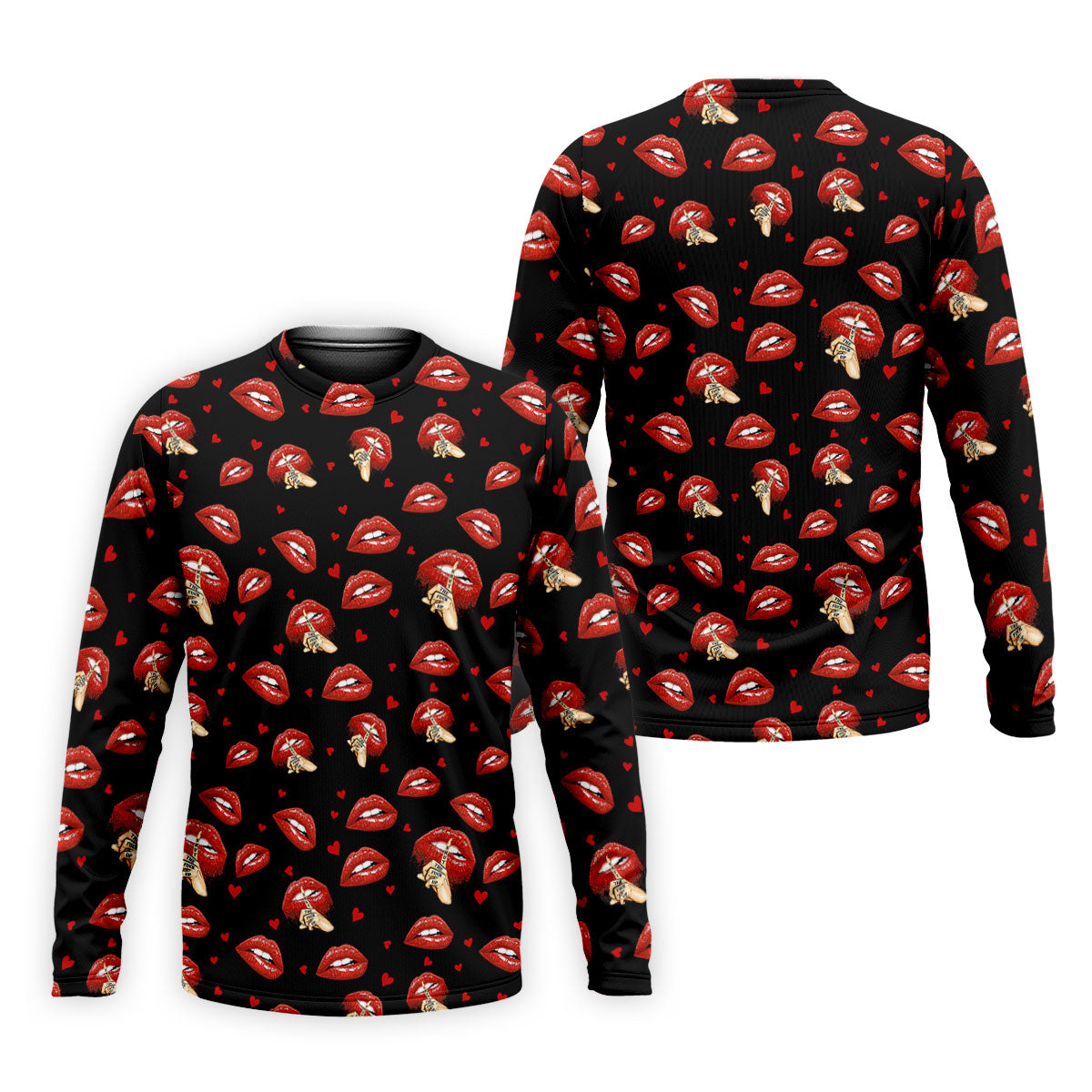 Sassy Red Lips Golf Shirt, Funny Valentine Pattern Design, Men's Golf Polo