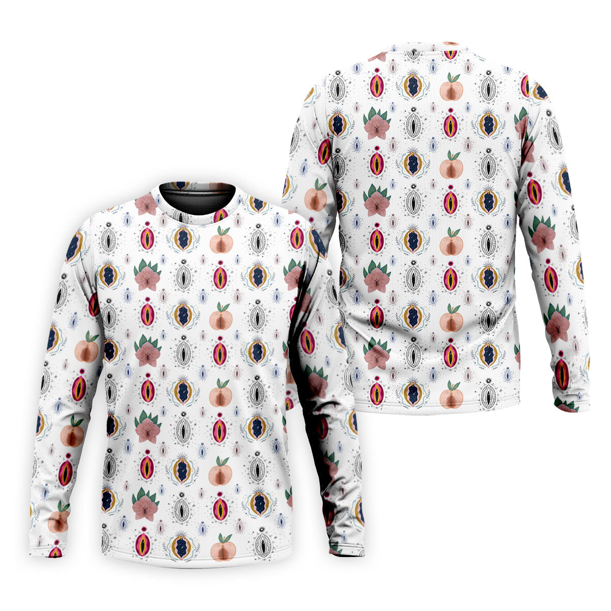 Abstract Peach Botanical Pattern Golf Shirt, Mens Golf Polo, Golf Apparel For Men