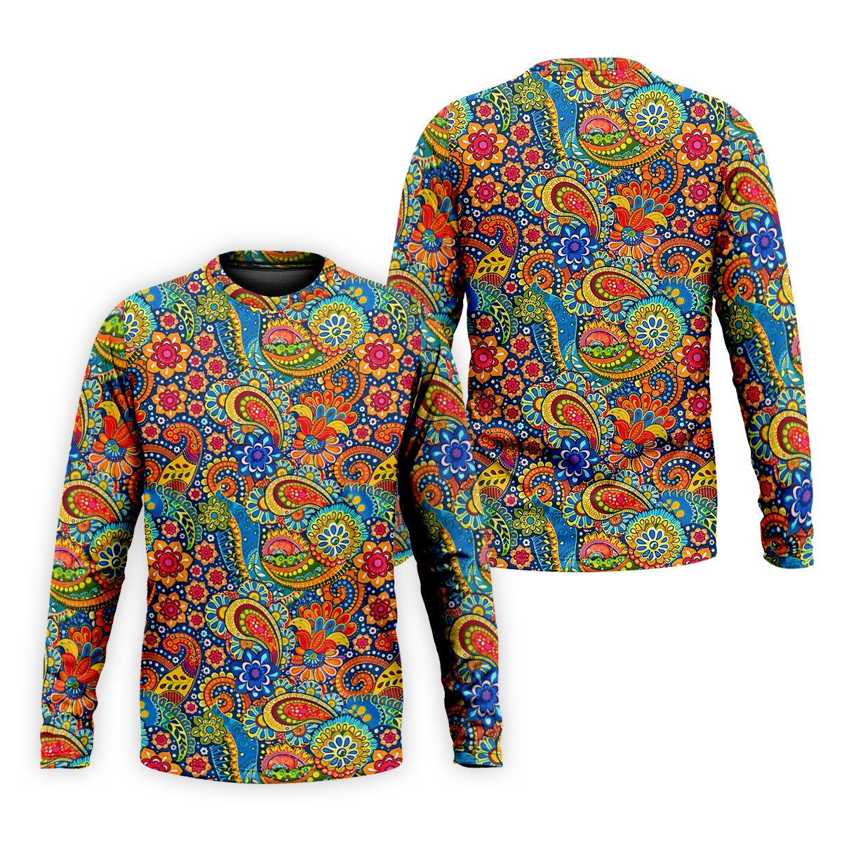 Colorful Floral Paisley Pattern Polo Shirt, Hawaiian Golf Shirt, Mens Golf Apparel