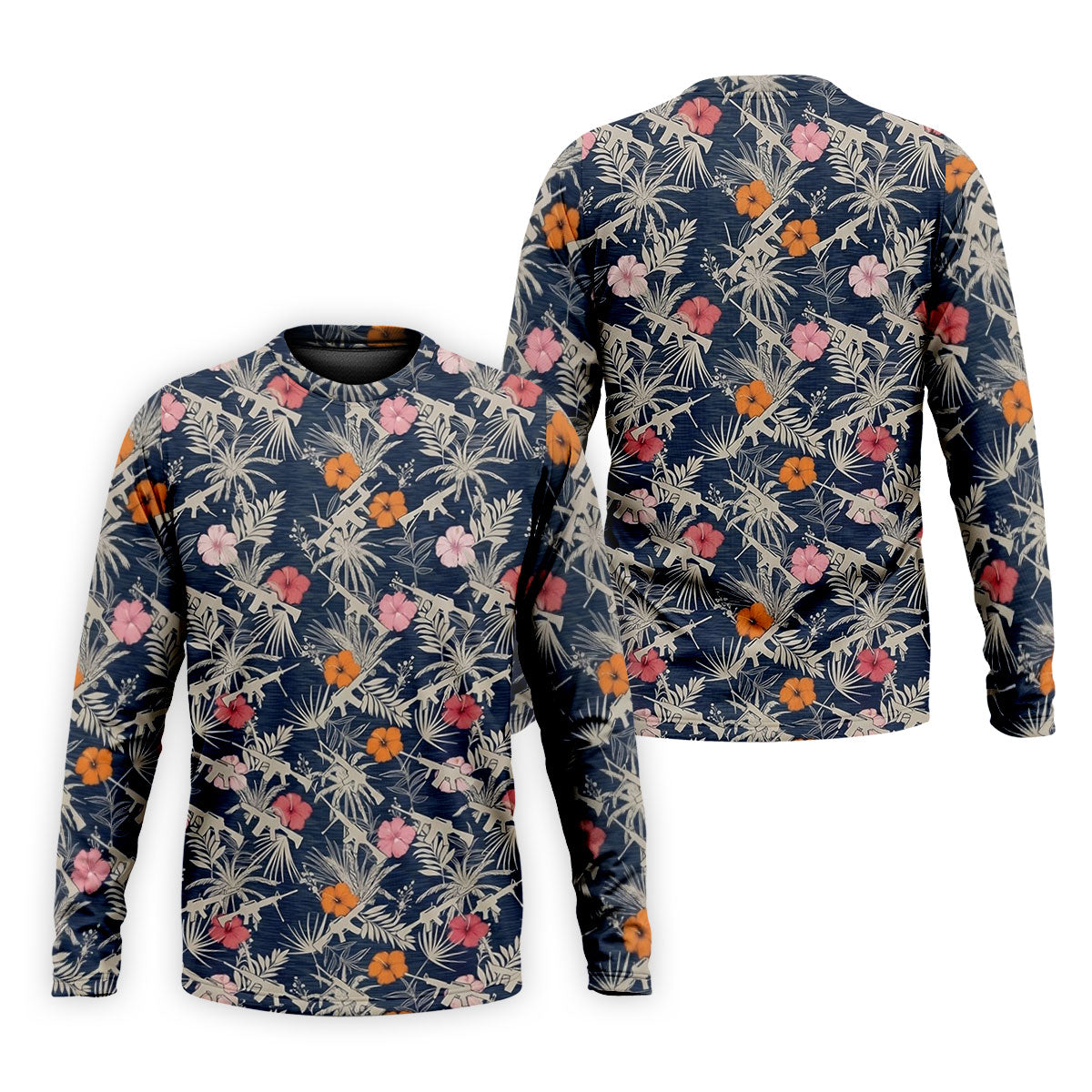 Hawaiian Hibicus Military Theme Navy Golf Shirt, Golf Shirts For Men, Polo ShirtFor Men