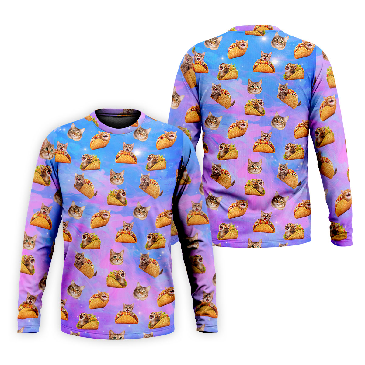 Funny Taco Cat Galaxy Pattern Golf Shirt, Mens Golf Apparel, Polo Shirts For Men
