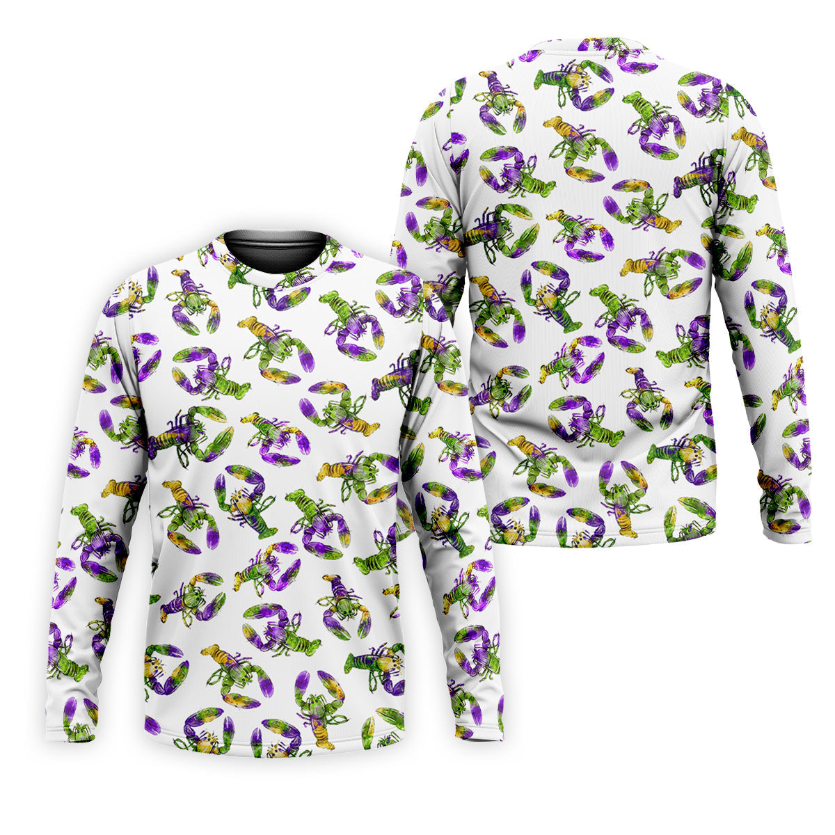 Purple Green Gold Crawfish Pattern Mardi Gras Golf Shirt, Polo ShirtFor Men, Golf Shirts For Men