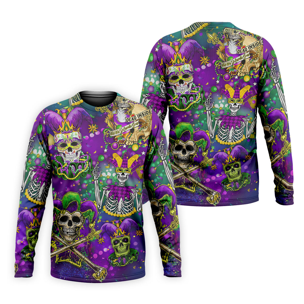 Dead Inside Mardi Gras Festival Skull Purple Green Gold Polo ShirtFor Men, Golf Shirts For Men
