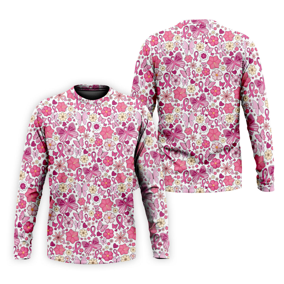 Breast Cancer Pink Ribbon Floral Golf Shirt, Cancer Awareness Shirt, Polo Shirtor Men, Golfing Apparel