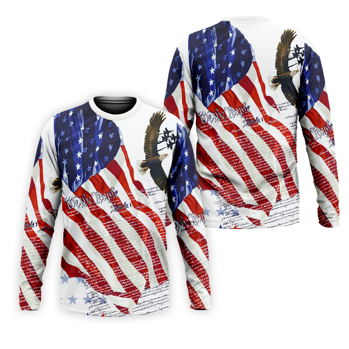 We The People Bald Eagle American Flag Golf Tops For Men, 250th Anniversary Patriotic Golf Shirt