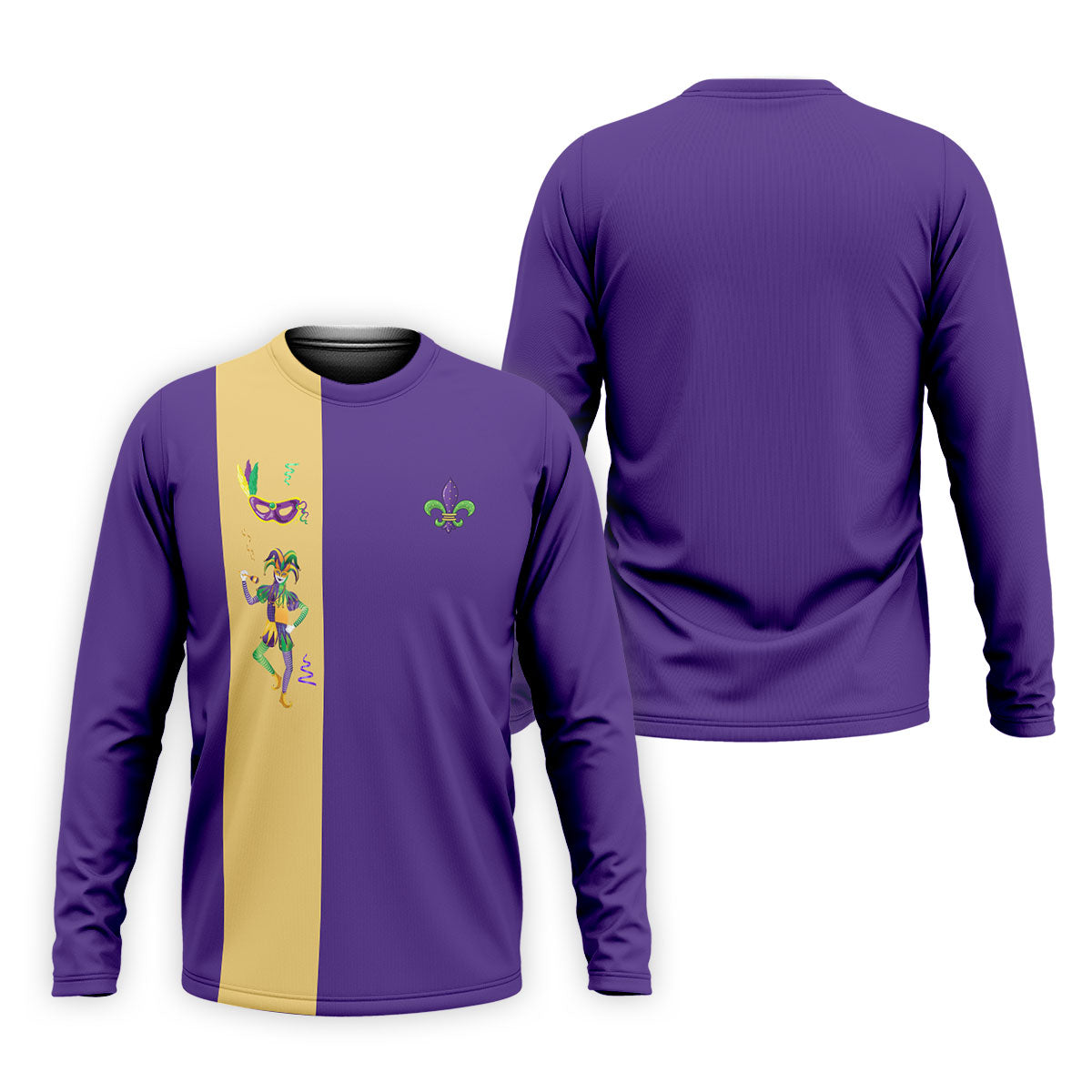 Mardi Gras Festival Jester Figure Fleur De Lis Symbol Purple Golf Shirt, Polo ShirtFor Men, Golf Shirts For Men
