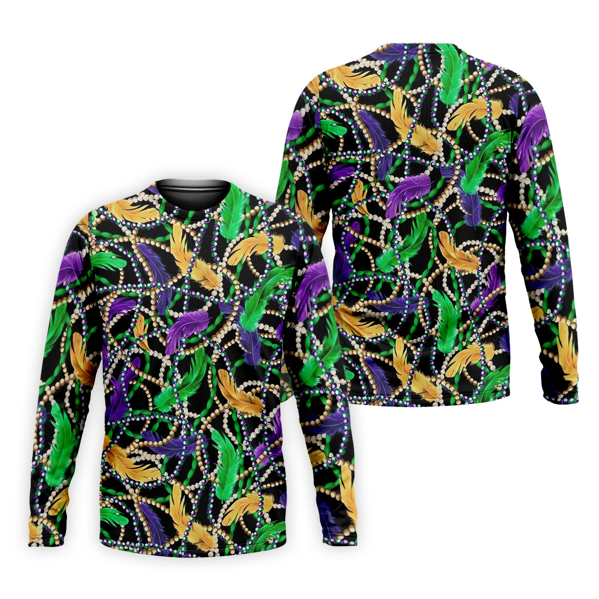 Purple Green Gold Feather Beads Mardi Gras Golf Shirt, Polo ShirtFor Men, Golf Shirts For Men