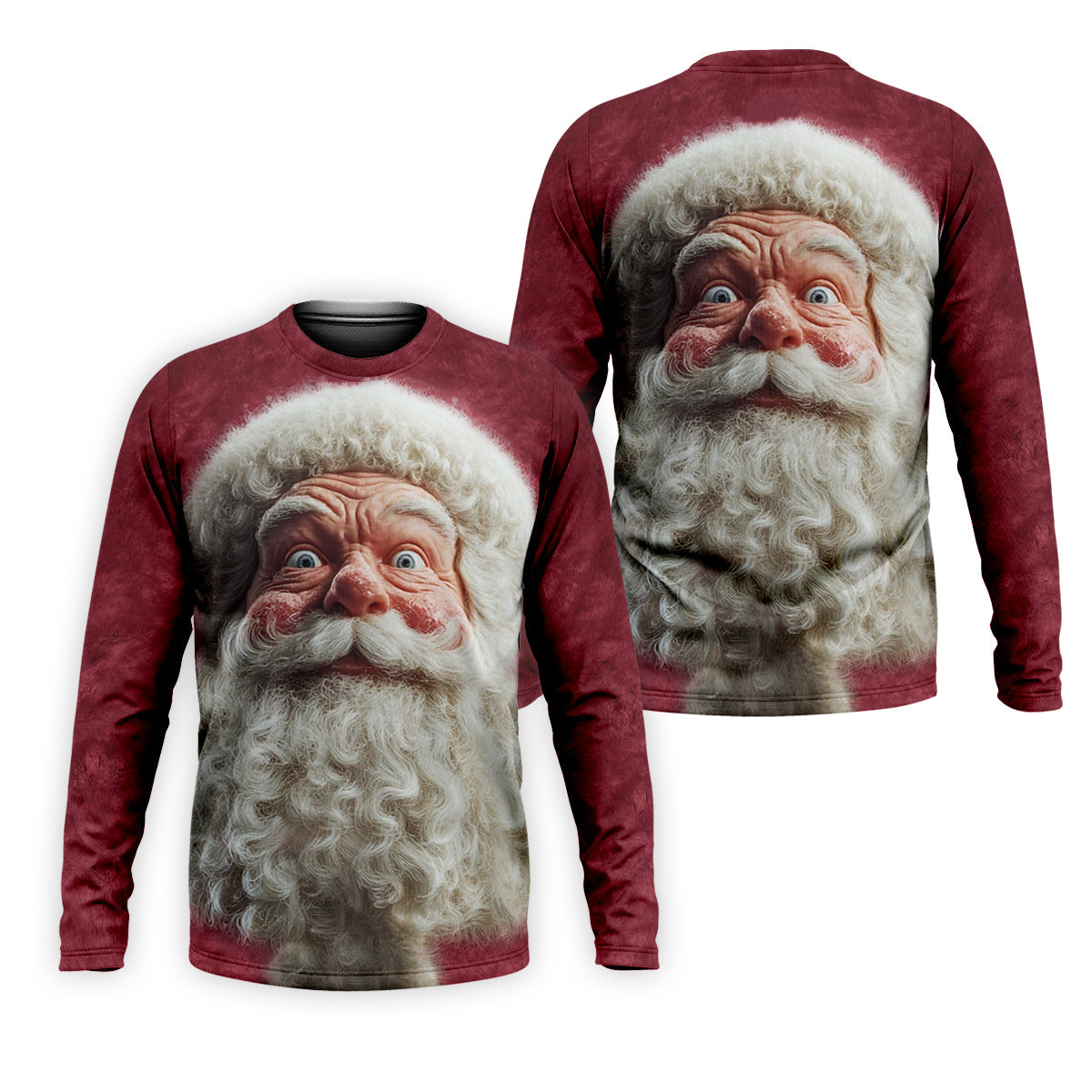 Santa Claus Face Funny Holiday Vintage Print Men's Golf Polo Shirtristmas Golf Shirt, Golf Gift For Men