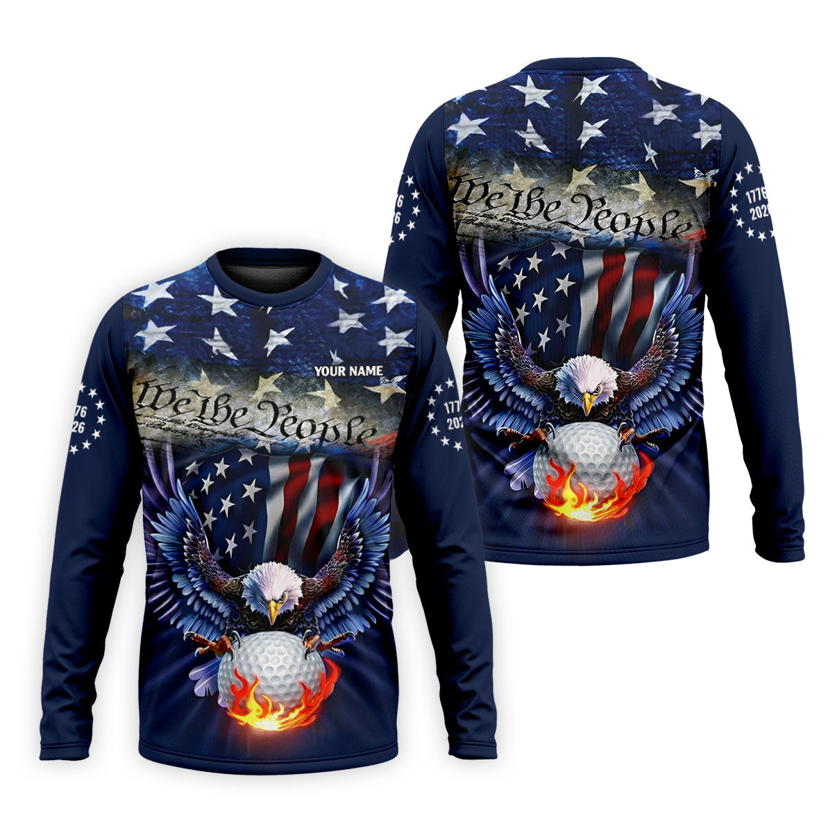 We The People Eagle Golf Ball 250th Anniversary USA 1776-2026 Golf Tops For Men, 4th Of July Golf Shirts For Men