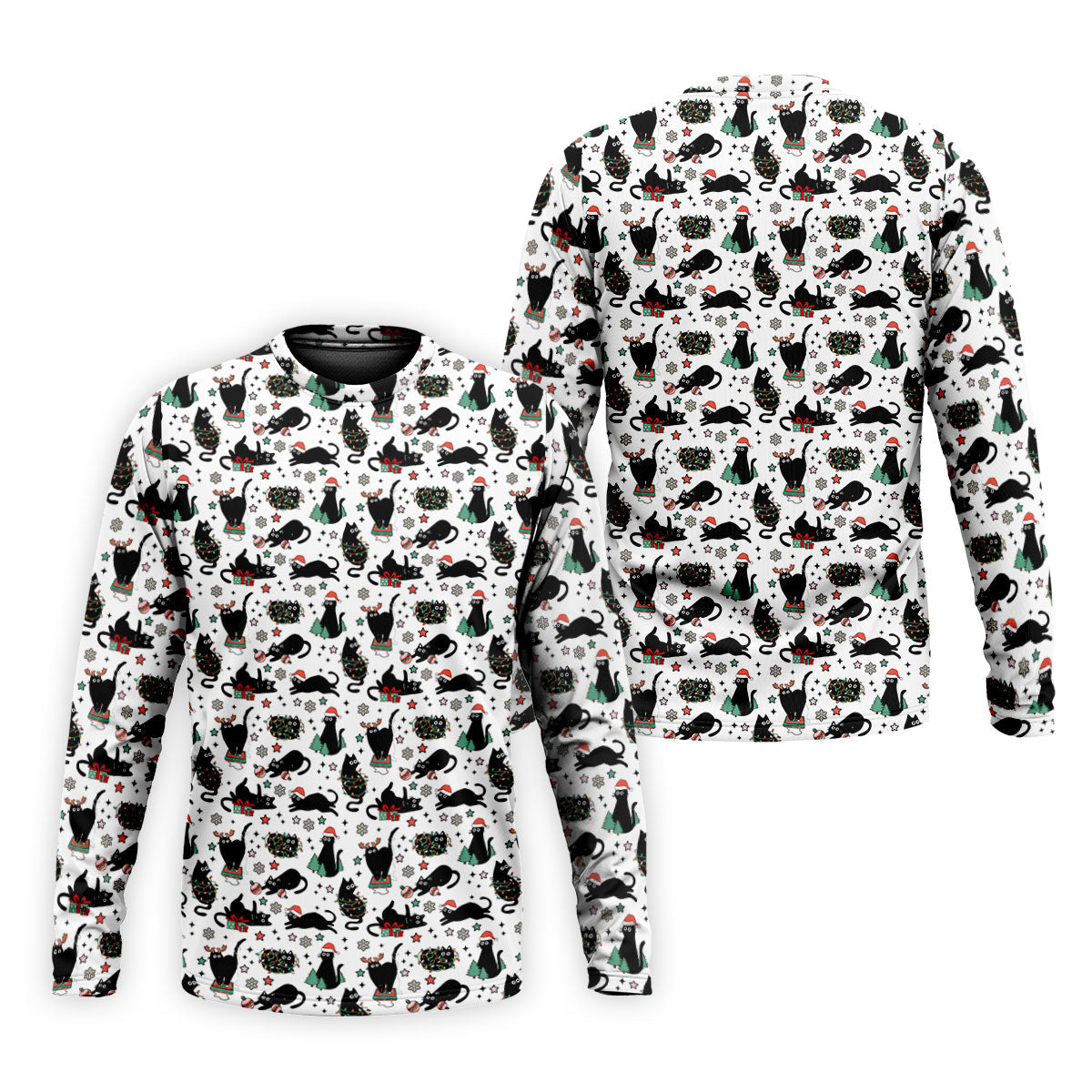 Xmas Black Cat Polo Shirtor Men, Christmas Golf Shirt, Golf Gift For Men, Christmas Golf Shirt