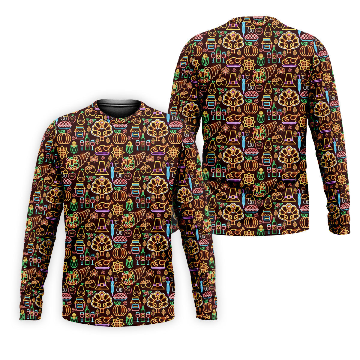 Thanksgiving Party Neon Print Golf Tops For Men, Polo Shirt Men, Golf Gift For Men