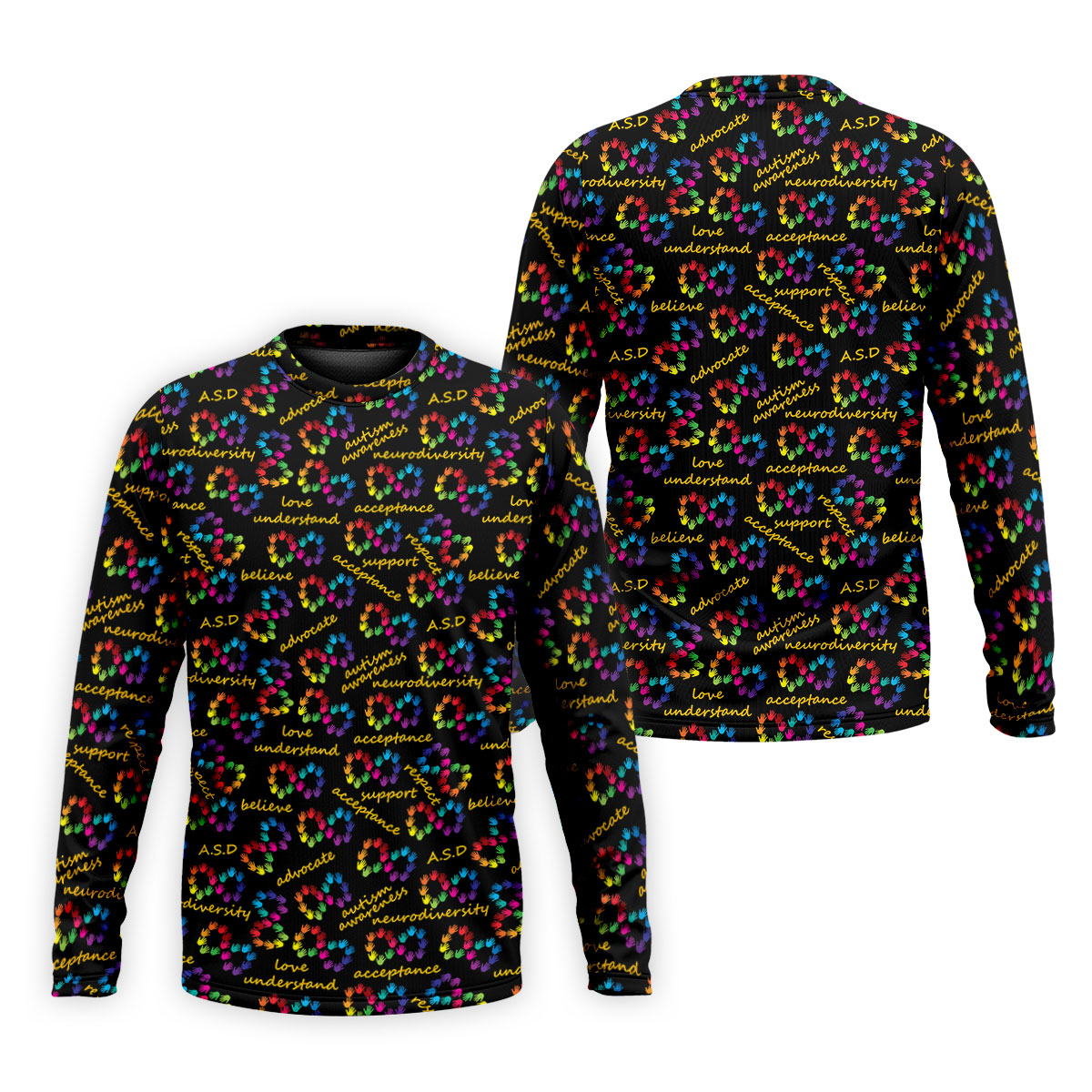 Rainbow Infinity Symbol Autism Awareness Colorful Handprint Golf Shirts For Men, Polo ShirtFor Men