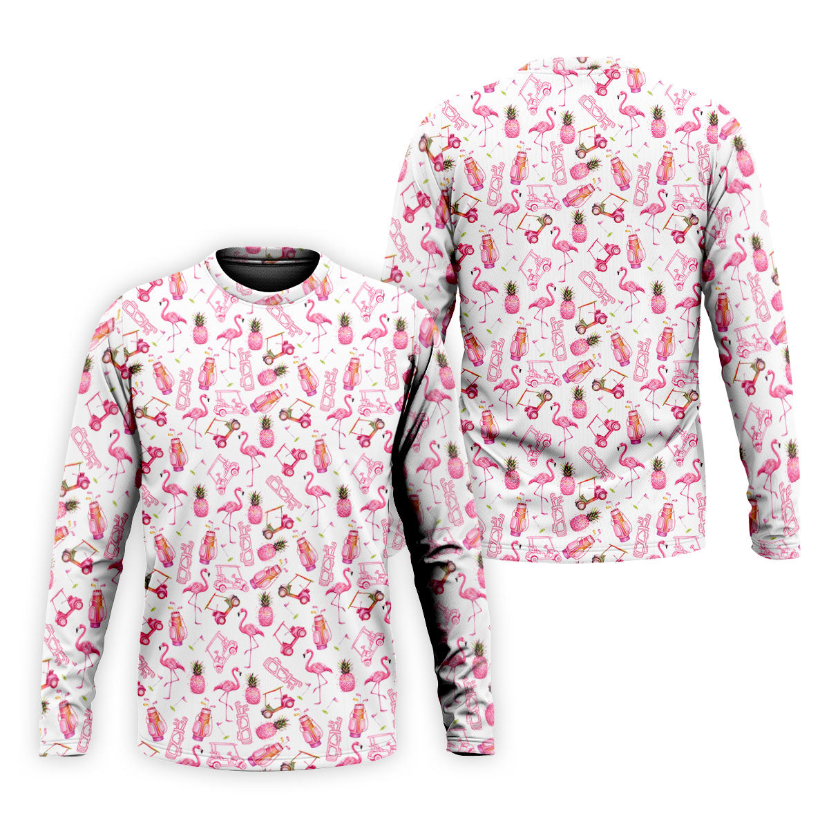 Funny Flamingo Pink Pineapple Tropical Vibe Golf Tops For Men, Men's Funny Golf Shirts, Polo Shirtor Men