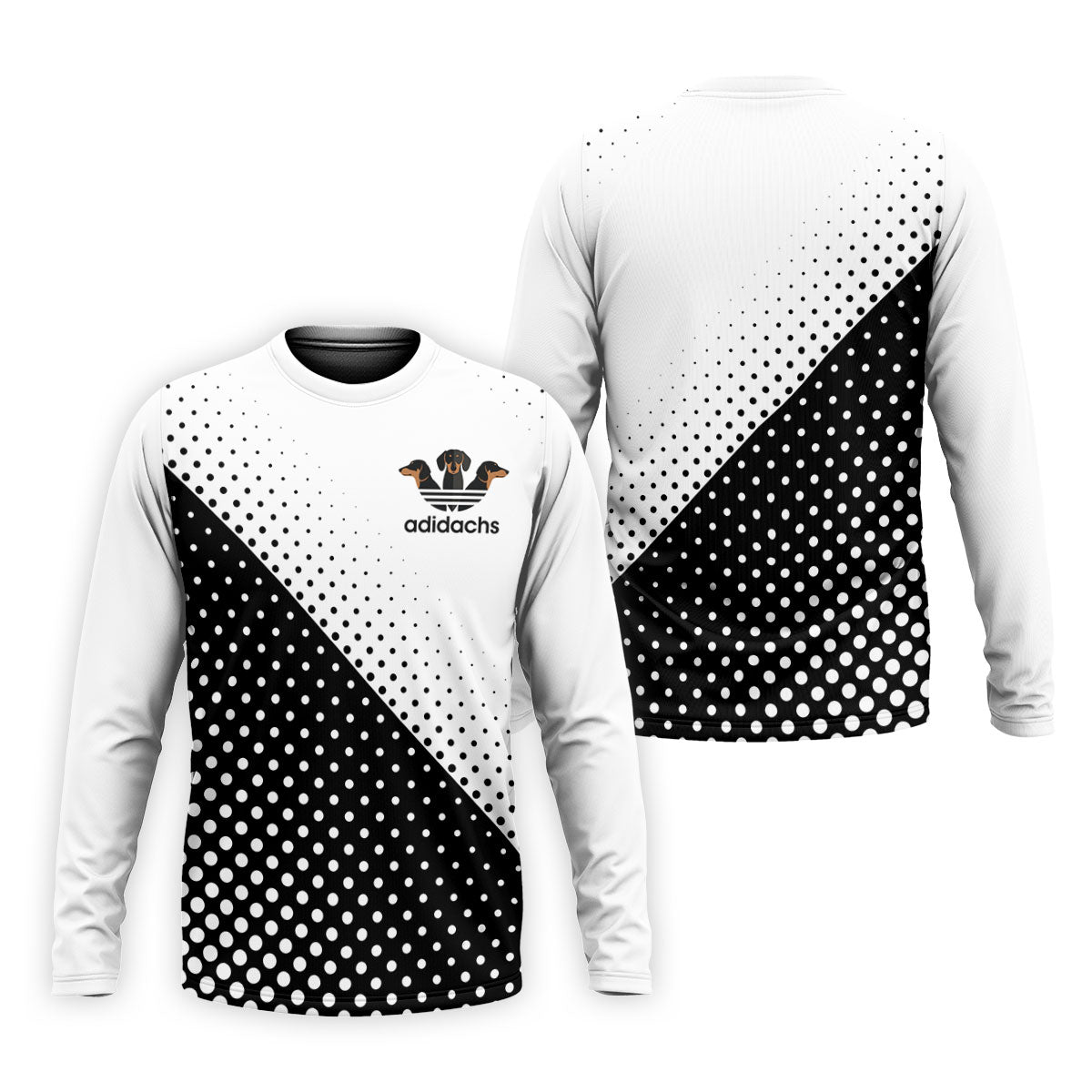 Adidachs Funny Dachshund White Golf Shirt, Men's Funny Golf Shirts, Polo Shirtor Men