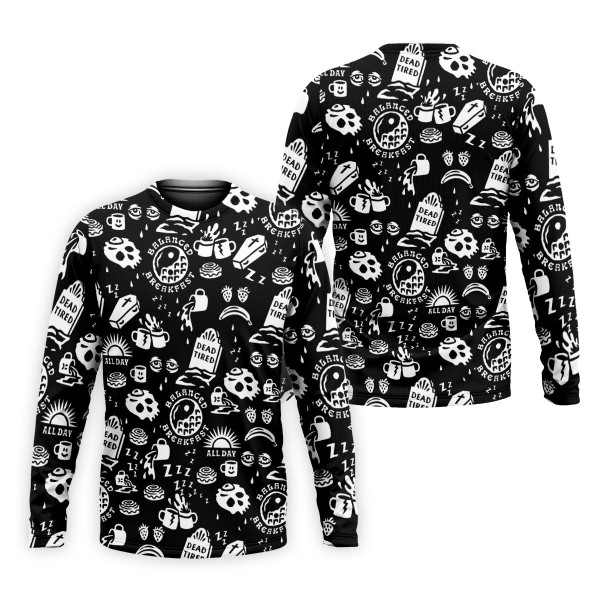 Dead Tired Coffee Breakfast Pattern Golf Shirt, Men's Golf Shirt, Golf Polo Shirts For Men