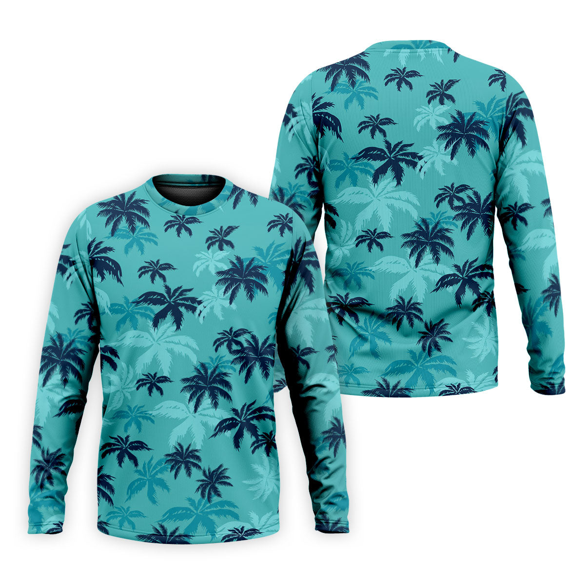 Turquoise Palm Tree Tropical Golf Shirt, Men's Polo Shirt, Hawaiian Golf Shirt, Performance Golf Shirt