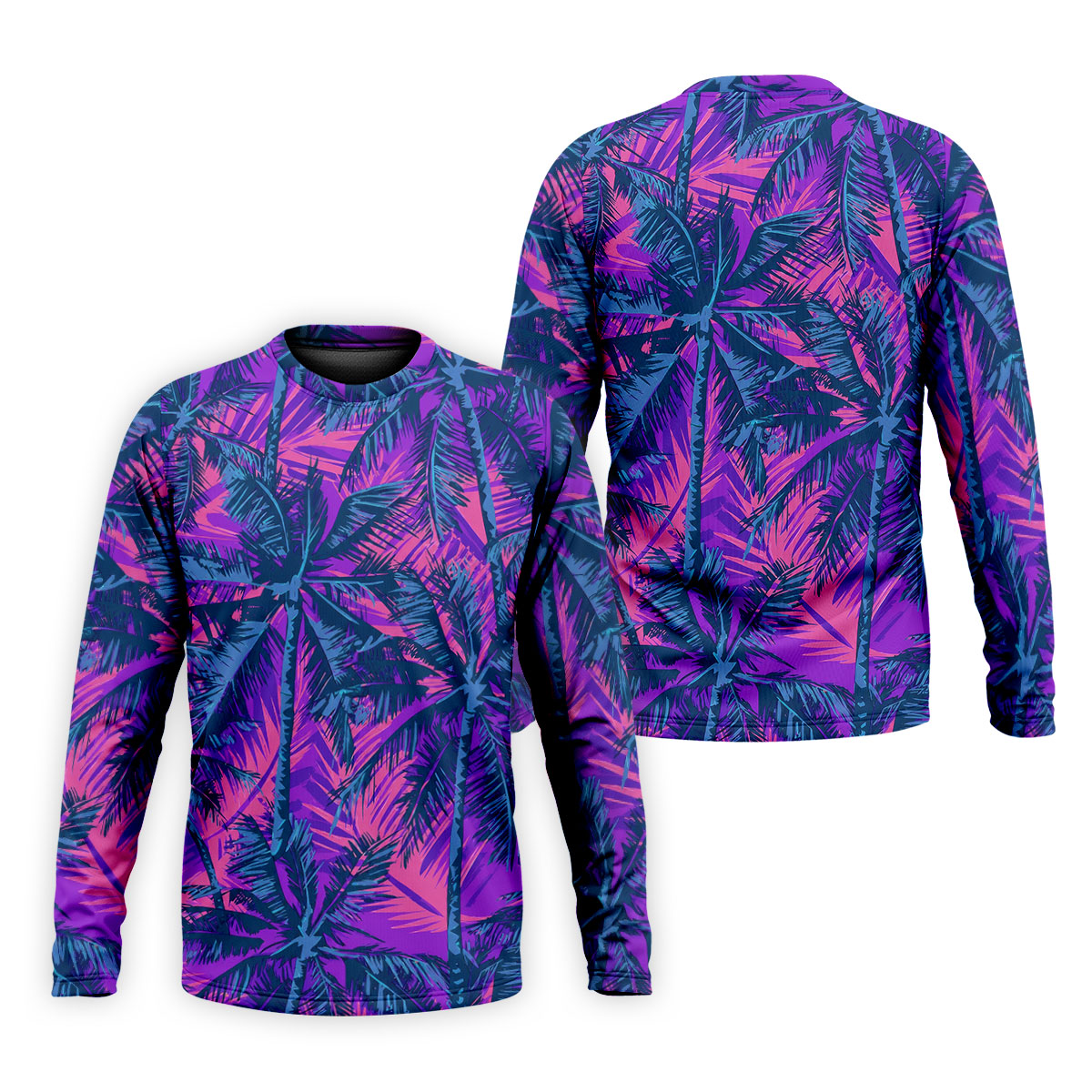 Purple Pink Tropical Palm Trees Golf Shirt, Mens Golf Polo, Printed Golf Shirts