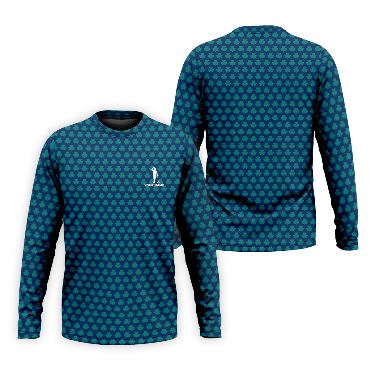 Three Leaf Clover Seamless Pattern St Patrick's Day Golf Shirt, Polo ShirtFor Men, Golf Shirts For Men