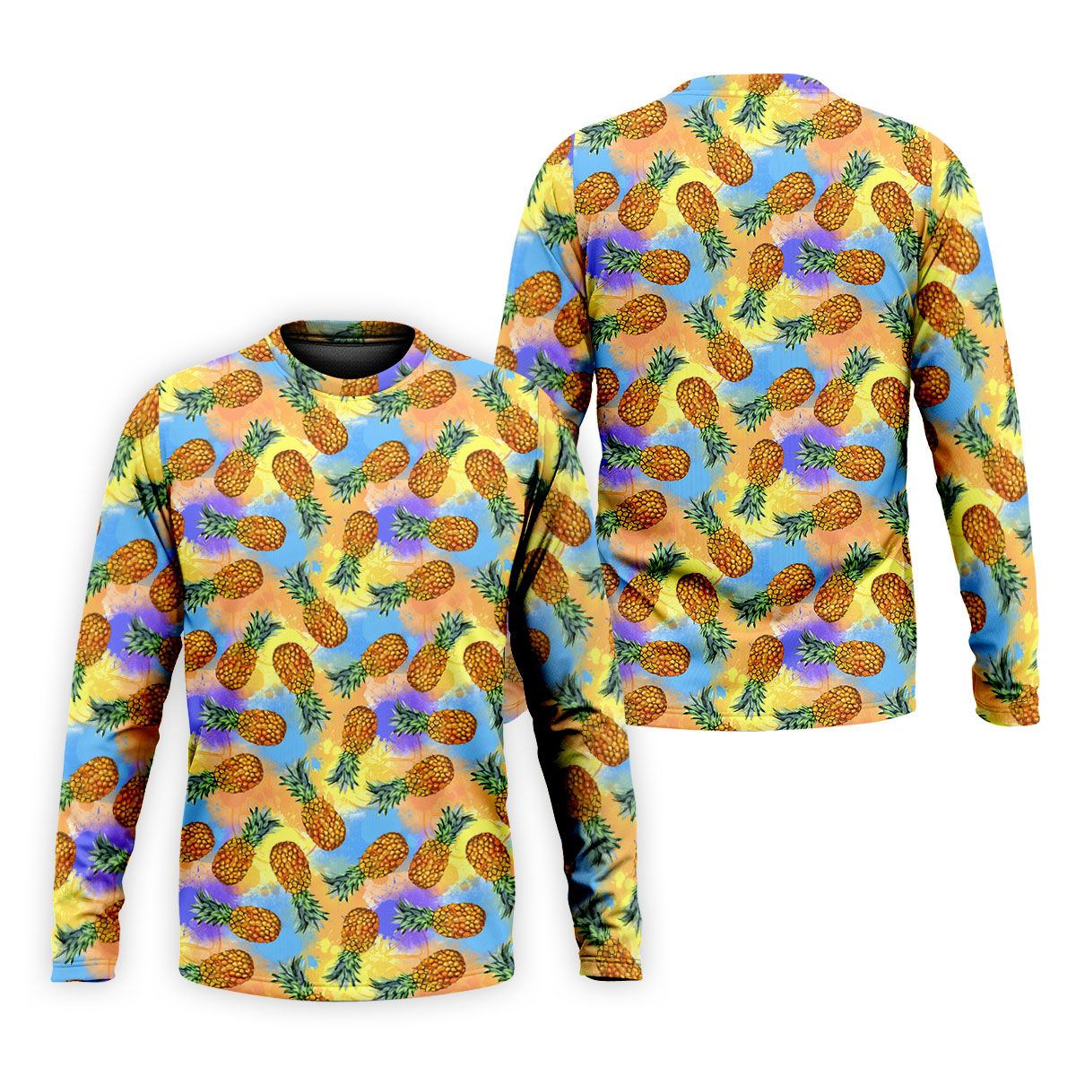 Watercolor Pineapple Tropical Pattern Design Hawaiian Golf Shirt, Golf Shirts For Men, Polo Shirts For Men