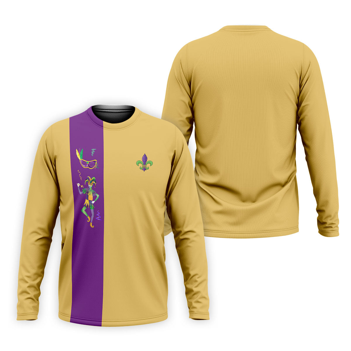 Mardi Gras Festival Jester Figure Fleur De Lis Symbol Yellow Golf Shirt, Polo ShirtFor Men, Golf Shirts For Men