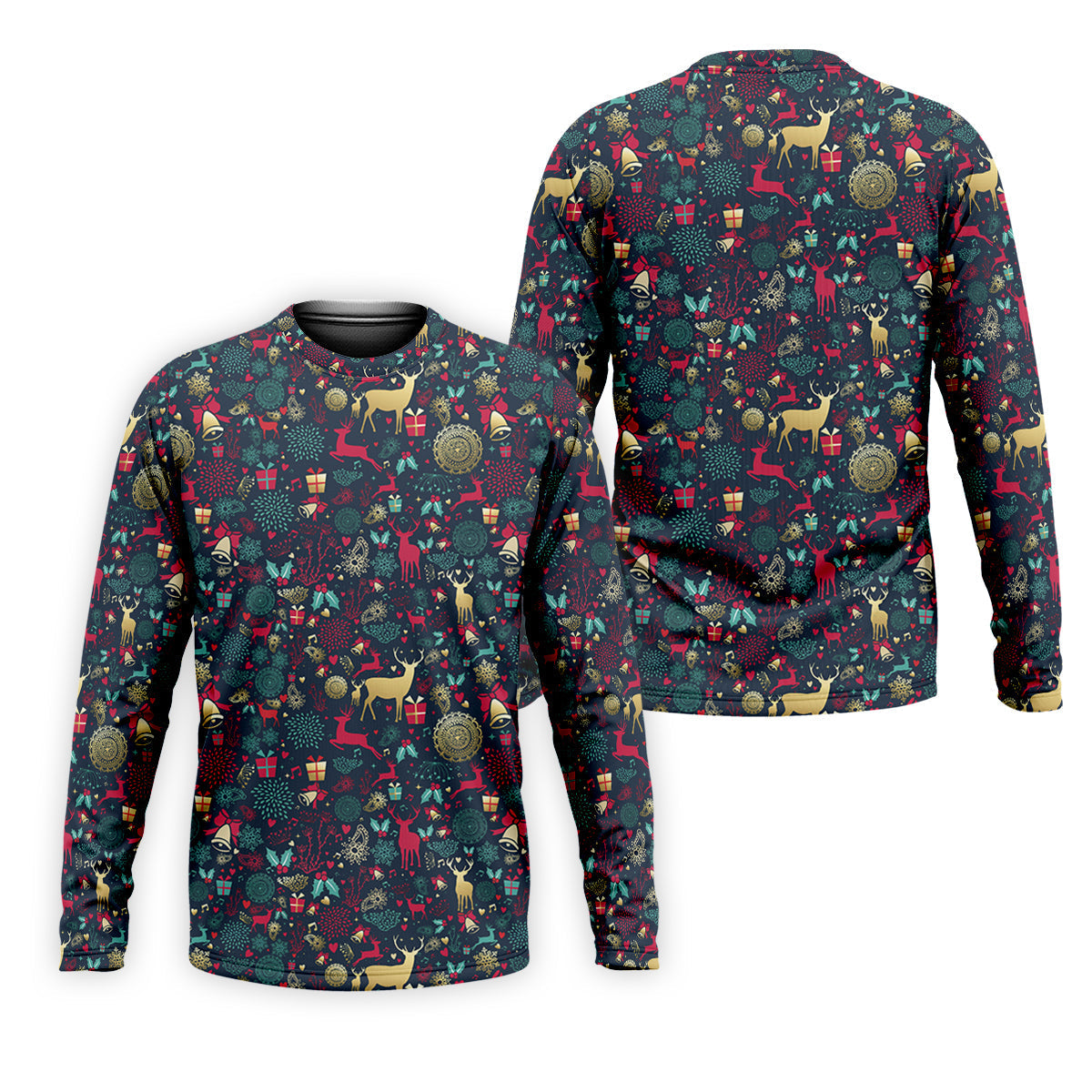 Vintage Reindeer Bell Dark Navy Christmas Golf Tops For Men, Gift Christmas Golf Shirt Polos, Men Golf Apparel