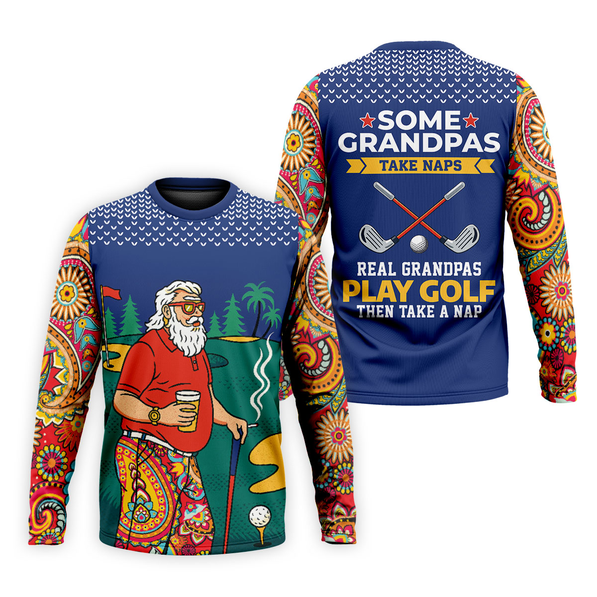 Real Grandpas Play Golf Then Take A Nap Funny Golf Shirt, Golf Shirts For Men, Golf Gift For Dad