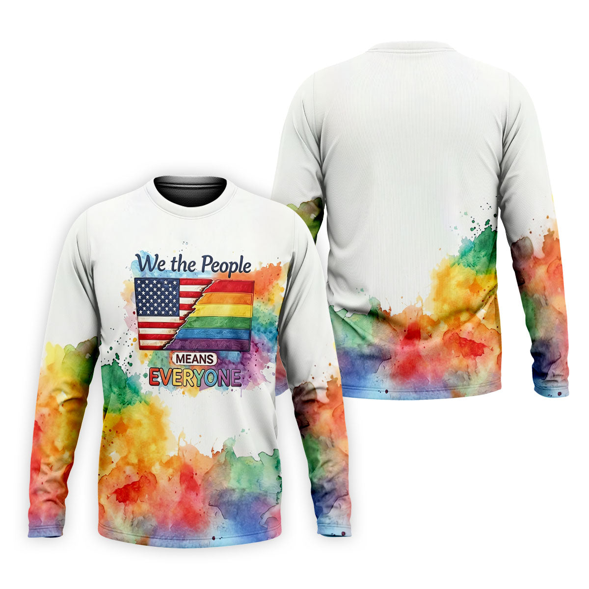 We The People Means Everyone Water Color Print Golf Shirt, LGBTQ Month Polo Shirt Men