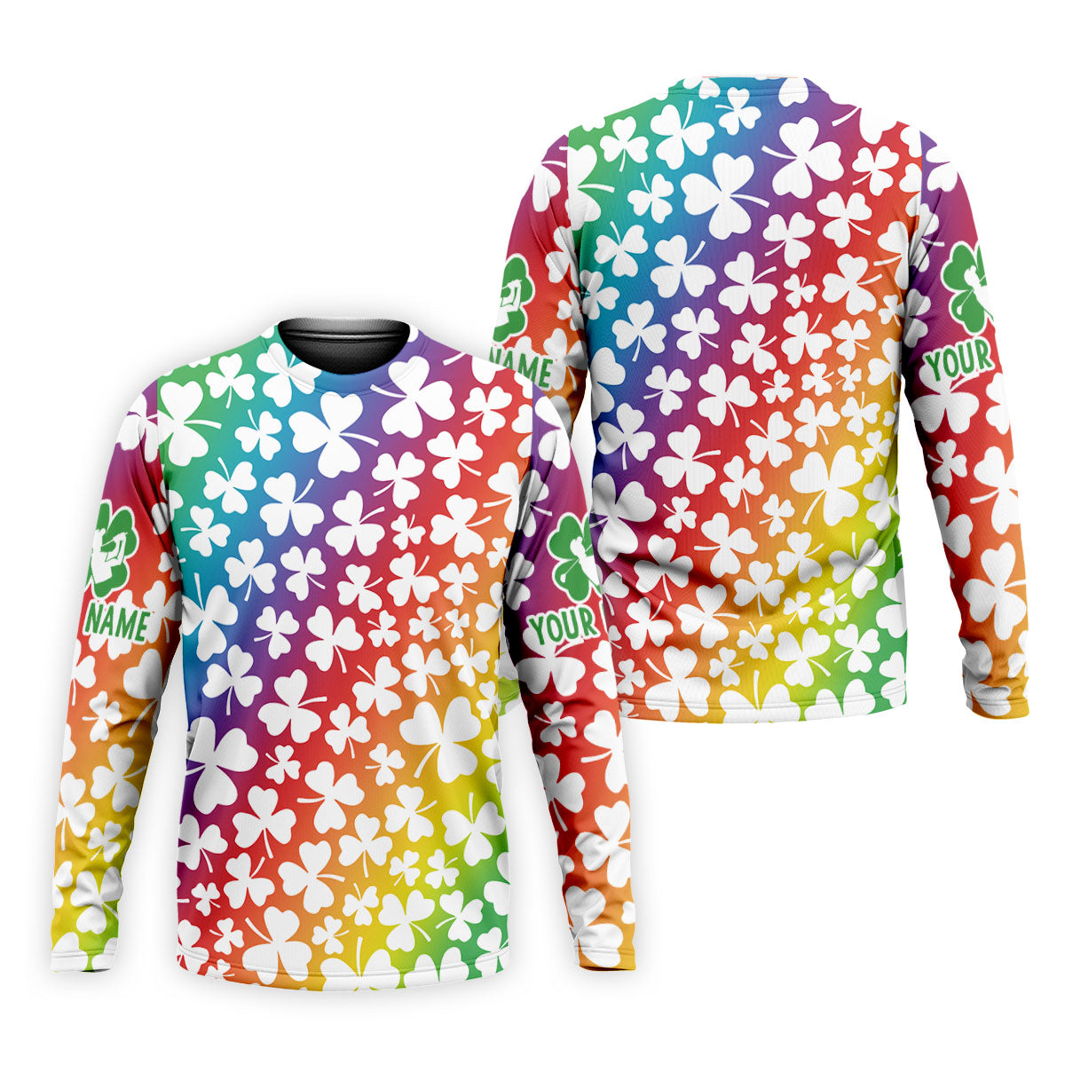 Rainbow Shamrock St Patrick's Day Golf Shirt, Golf Tops For Men, Polo ShirtFor Men, Golf Shirts For Men