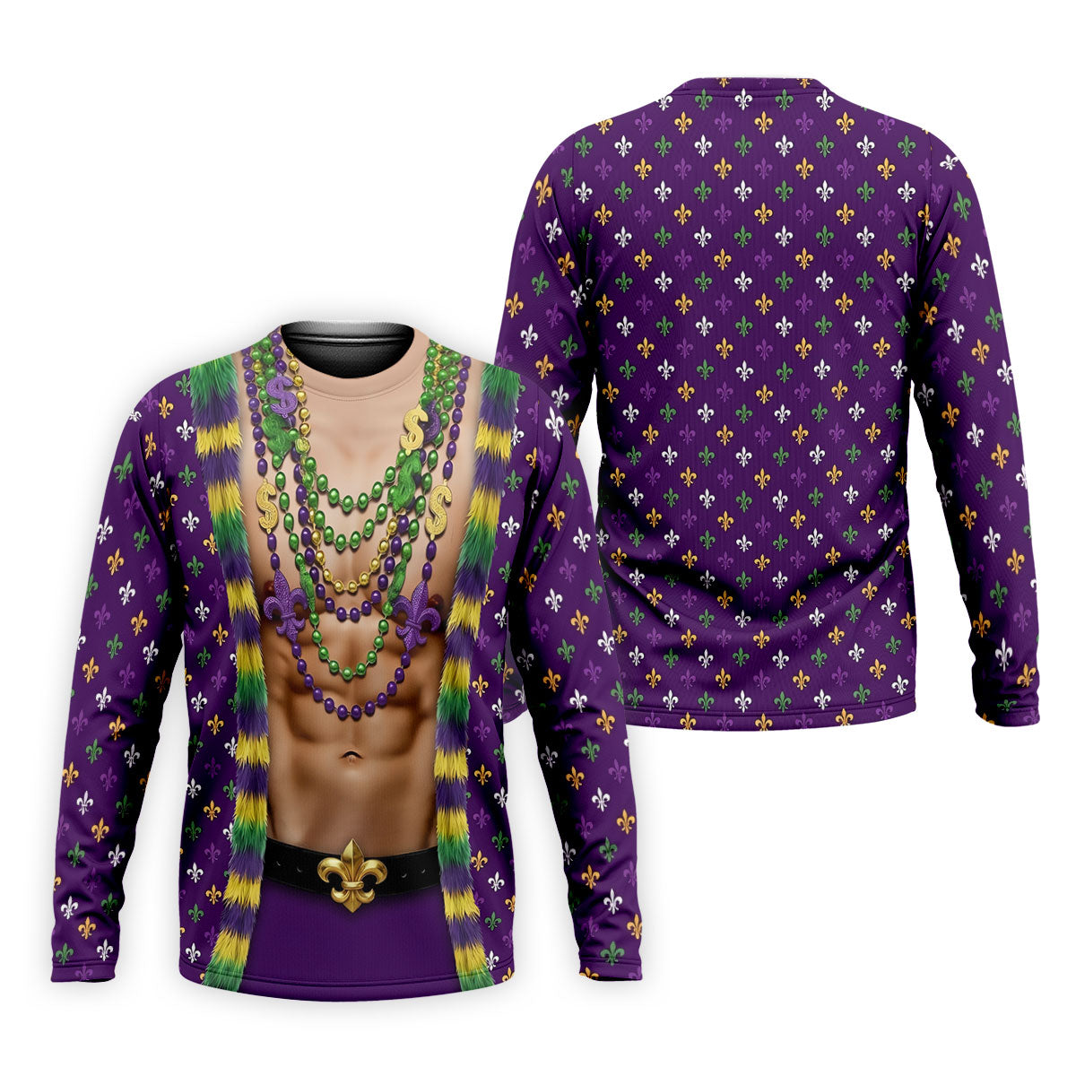 Funny 3D Print Mardi Gras Fleur De Lis Purple Golf Shirt, Golf Tops For Men, Golf Shirts For Men