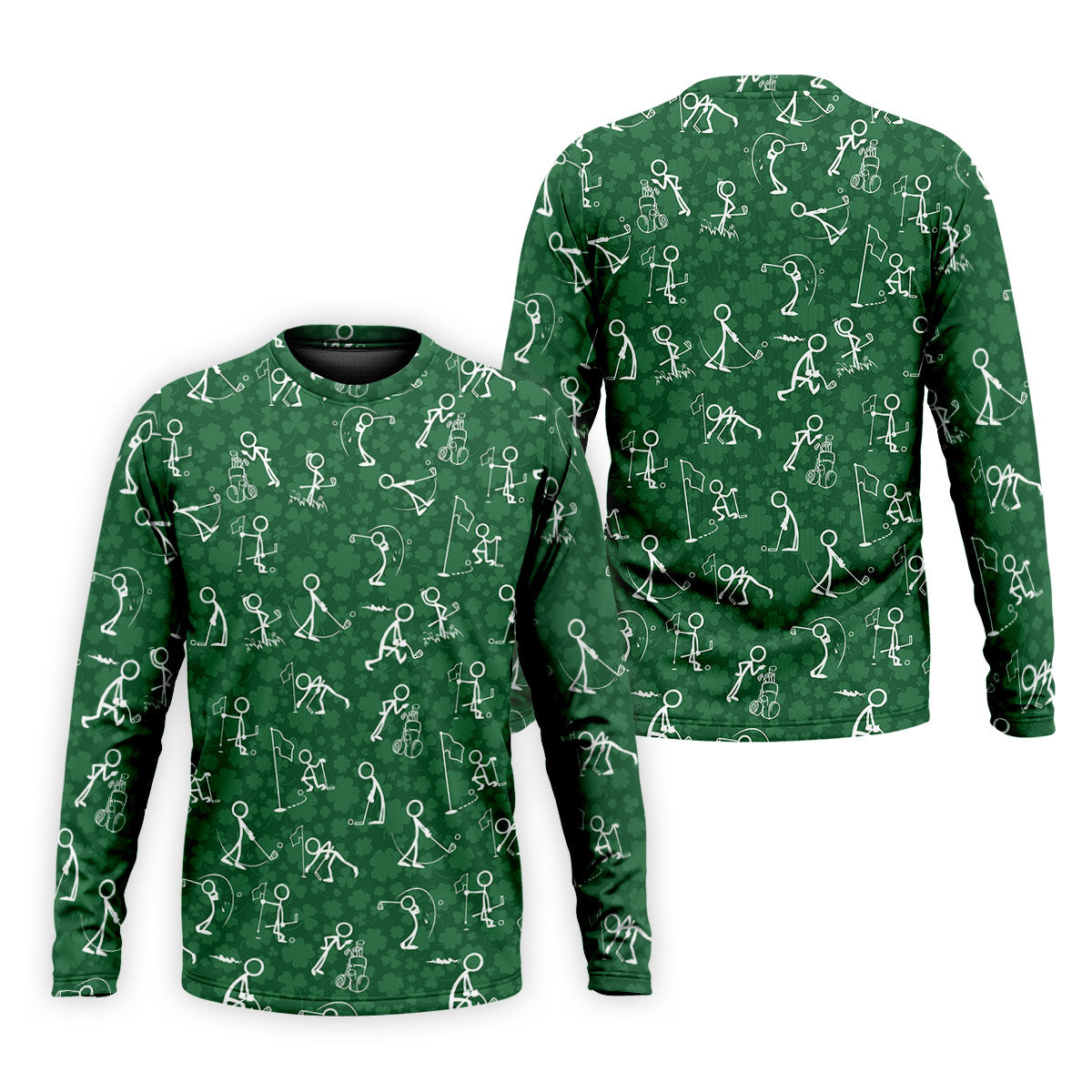 Stick Figure Golf Pose Shamrock Golf Shirt, St Patrick's Day Golf Tops For Men, Polo ShirtFor Men