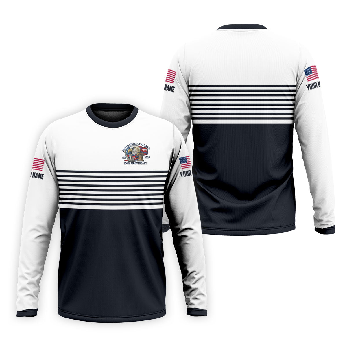 250th Anniversary Black Stripes Vintage Golf Shirt, Patriotic 4th Of July Golf Shirts For Men