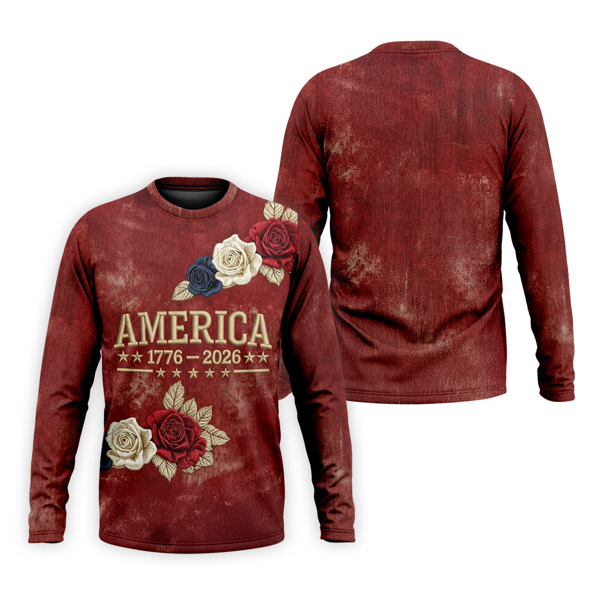 America 1776-2026 Patriotic Roses Vintage Golf Shirt, 250 Years 4th Of July Golf Shirts For Men