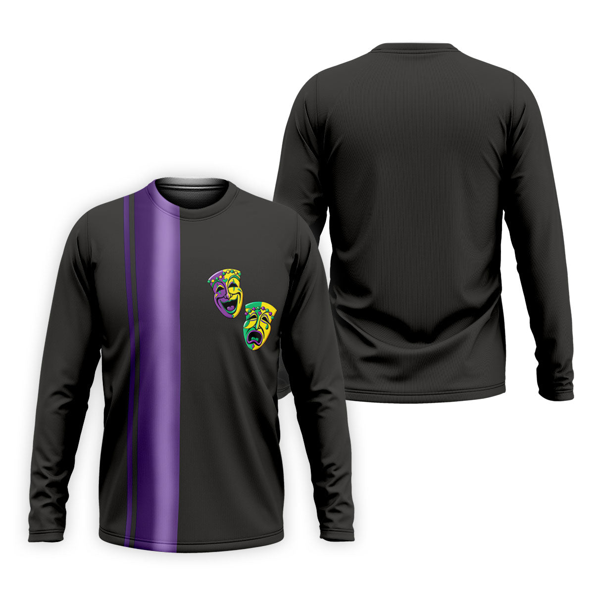 Melpomene And Thalia Theatrical Masks Purple Stripe Mardi Gras Golf Shirt, Polo ShirtFor Men, Golf Shirts For Men