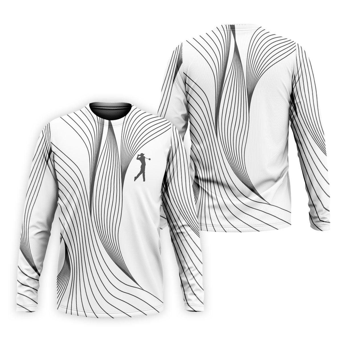 Geometric Line Wavy Line Black And White Golf Shirts For Men, Men's Golf Shirt, Polo ShirtFor Men