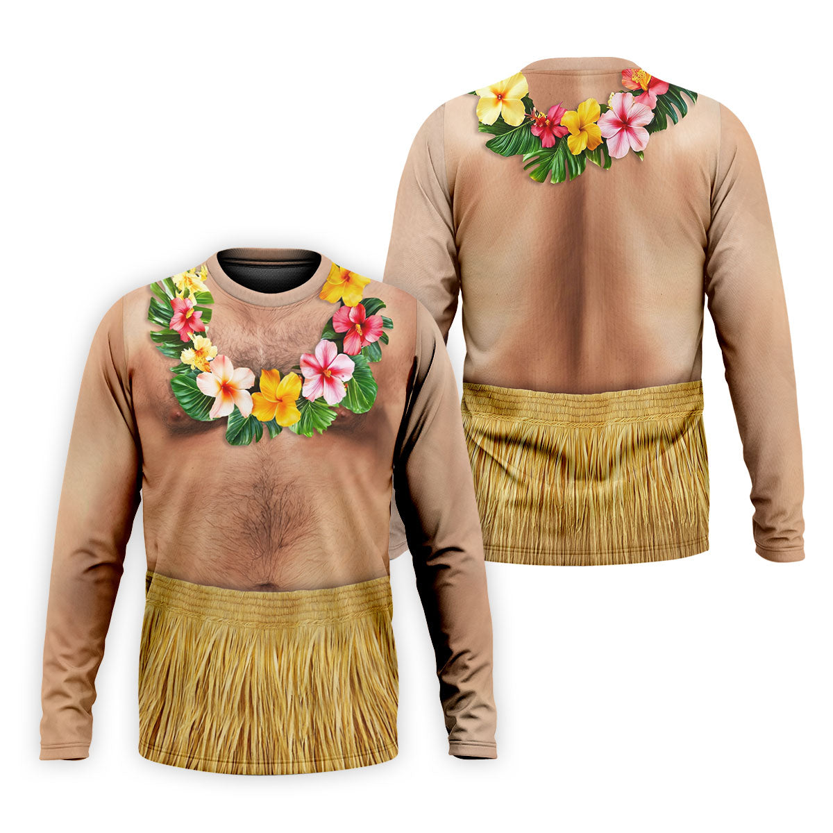 Floral Lei Tropical Theme Party Men's Funny Golf Shirts, Hawaiian Golf Shirt, Polo Shirtor Men