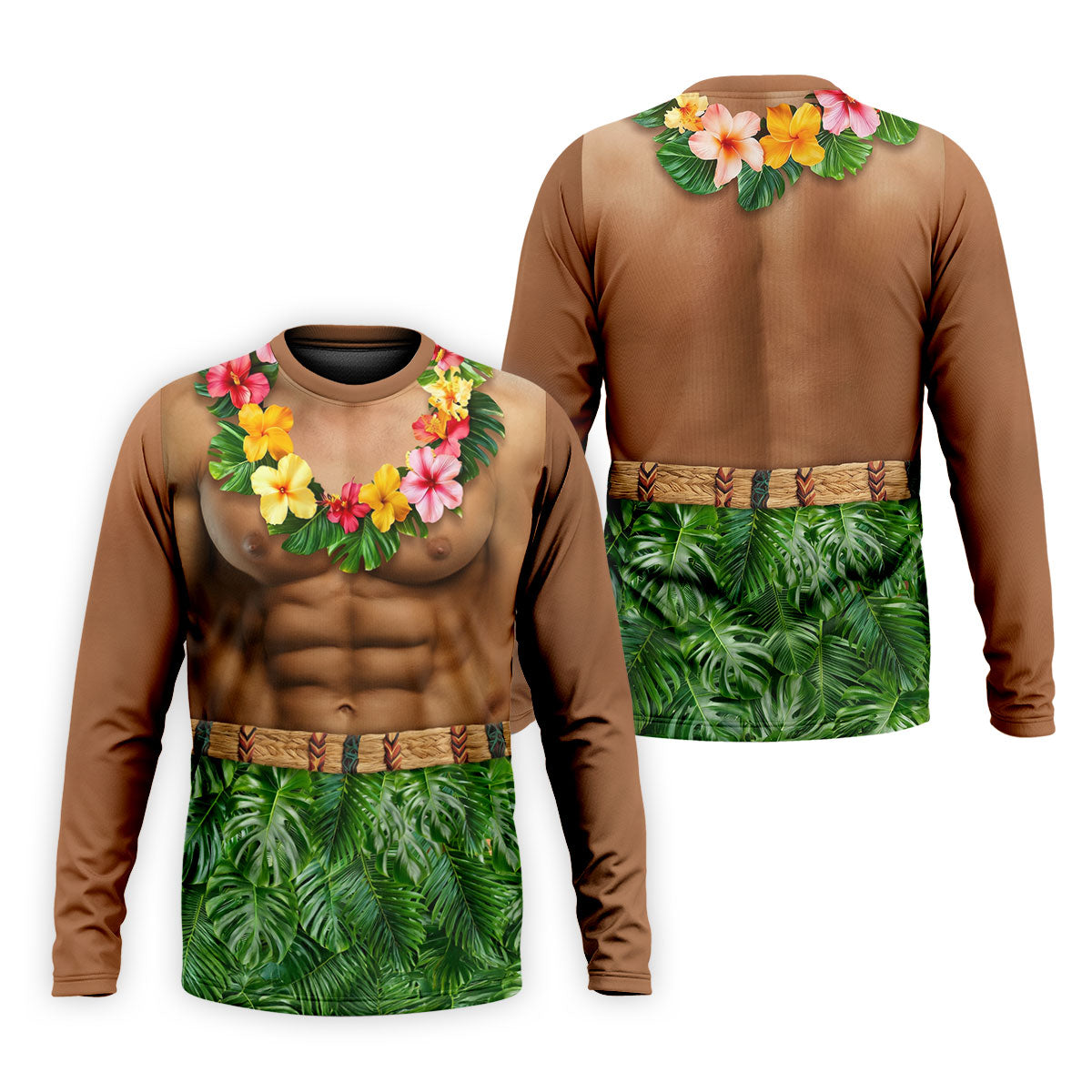 Floral Lei Tropical Theme Party Funny Costume Hawaiian Golf Shirt, Polo Shirtor Men