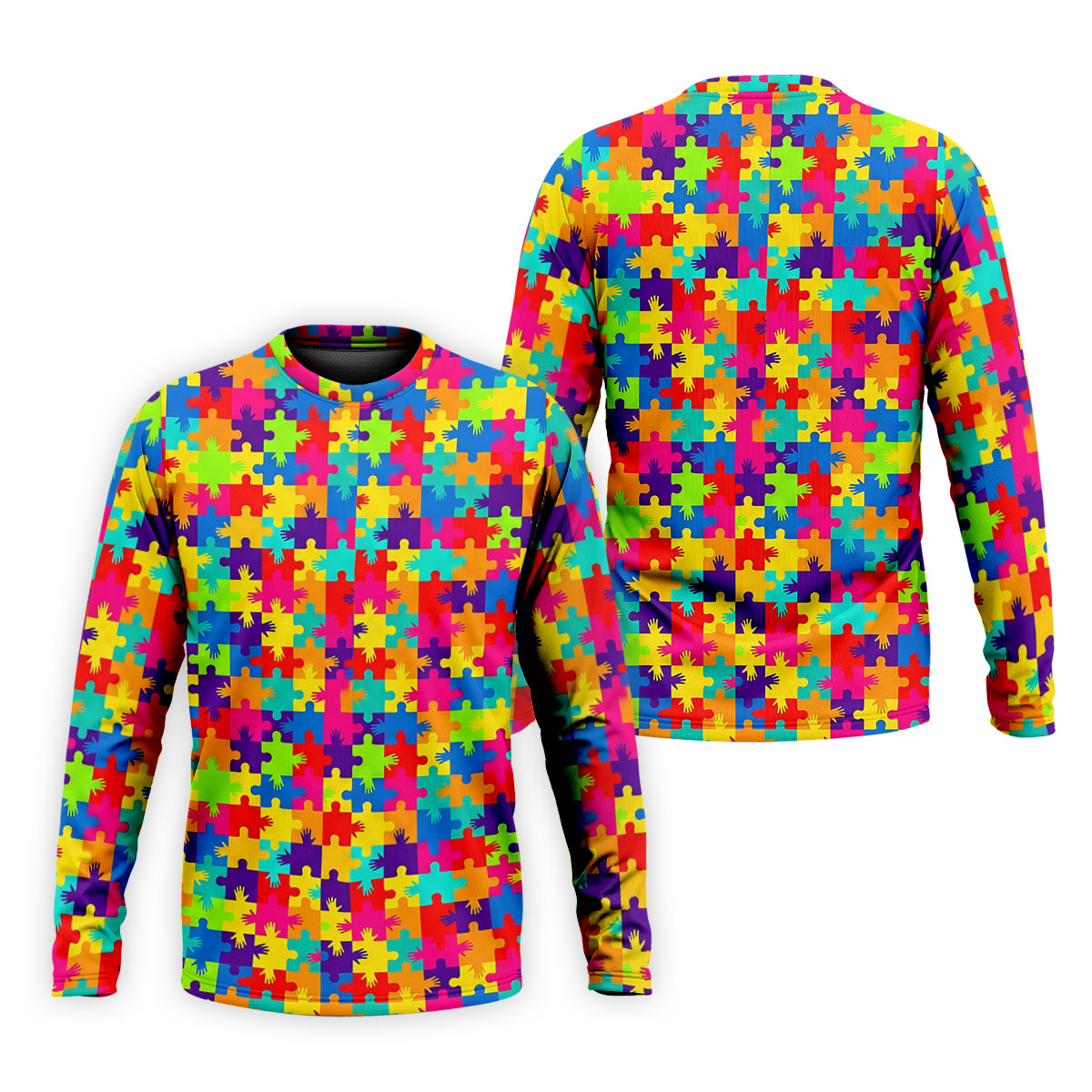 Colorful Handprints Autism Awareness Puzzle Golf Tops For Men, Polo Shirt Men, Golf Shirts For Men