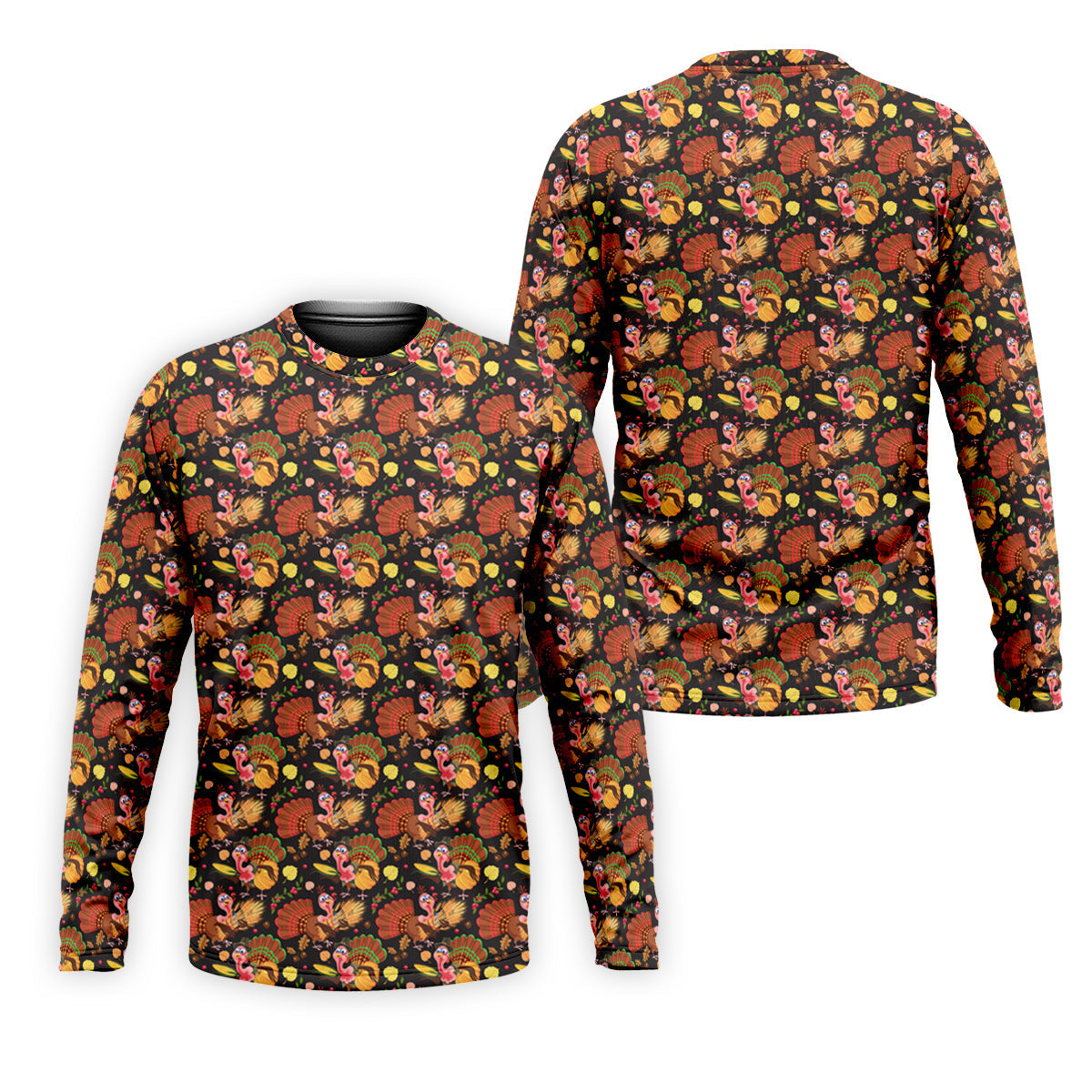 Turkey Pumpkin Thanksgiving Holiday Black And Brown Polo ShirtFor Men, Golf Gift For Men