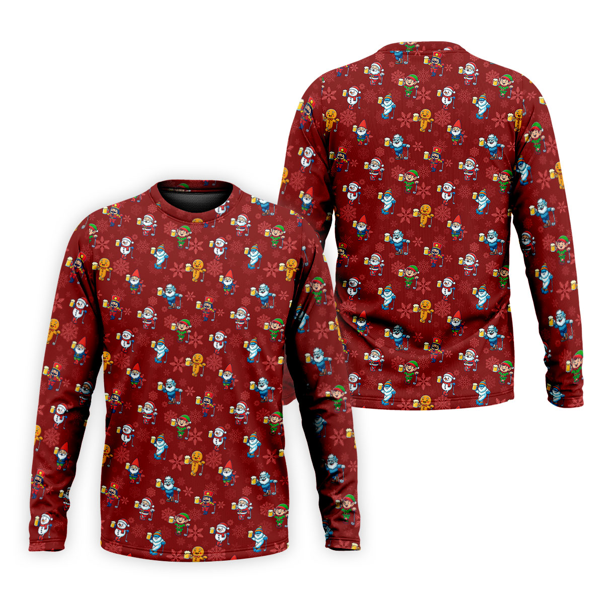 Christmas Characters Golf And Beer Red Men's Funny Golf Shirts, Christmas Golf Shirt, Polo ShirtFor Men
