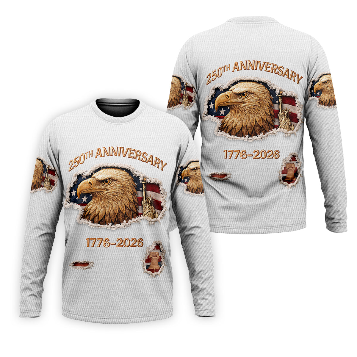 250th Anniversary 1776-2026 American Flag And Eagle Golf Tops For Men, Patriotic Golf Shirt, Golf Shirts For Men