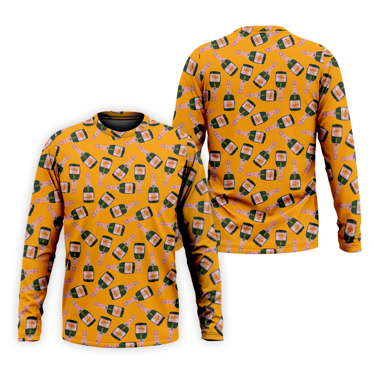 Rosé Champagne Seamless Pattern Yellow Golf Shirt, Polo Shirt Men, Golf Shirts For Men