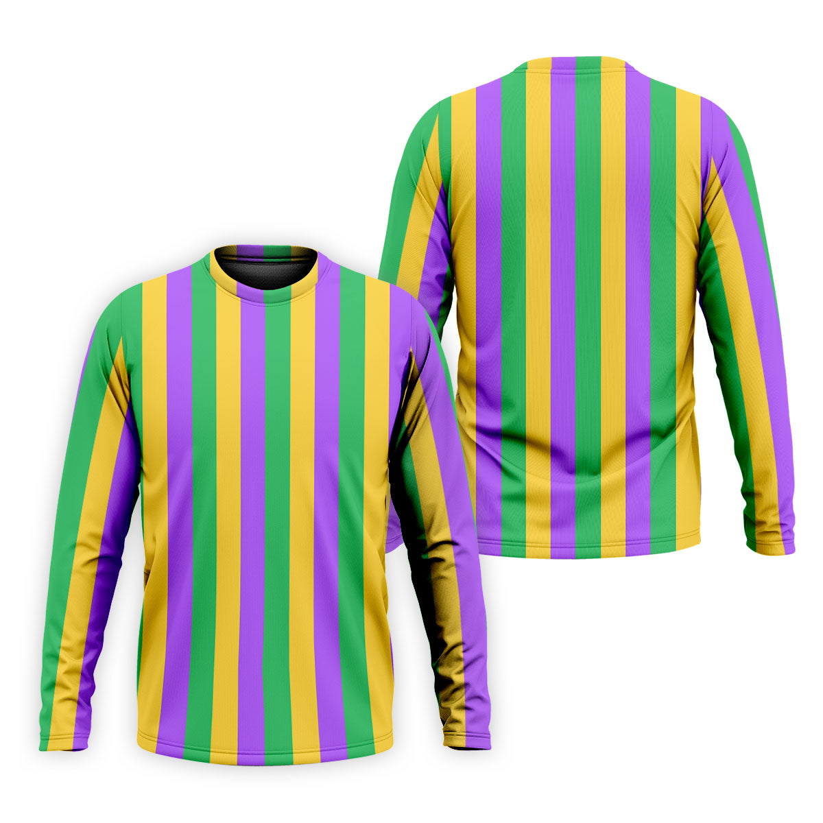 Green Gold Purple Vertical Stripe Mardi Gras Golf Shirt, Polo ShirtFor Men, Golf Shirts For Men