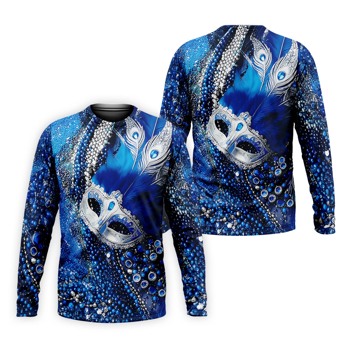 Mardi Gras Masquerade Mask Feather Beads Blue Golf Shirt, Polo ShirtFor Men, Golf Shirts For Men