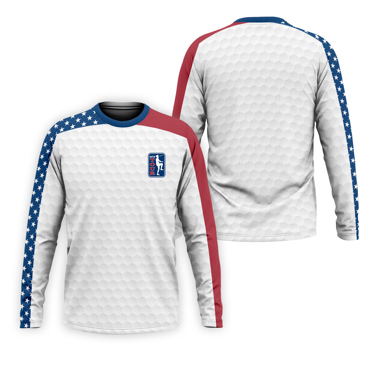 WTF Tour Angery Golfer Golf Ball Pattern Red White Blue Golf Shirts For Men, Polo Shirt Men