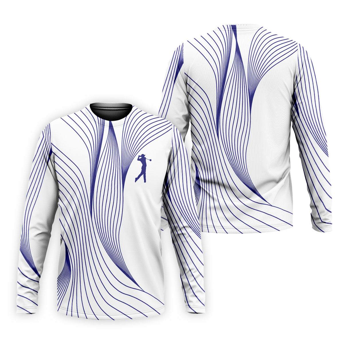 Geometric Line Wavy Line Purple And White Golf Shirts For Men, Men's Golf Shirt, Polo Shirt Men