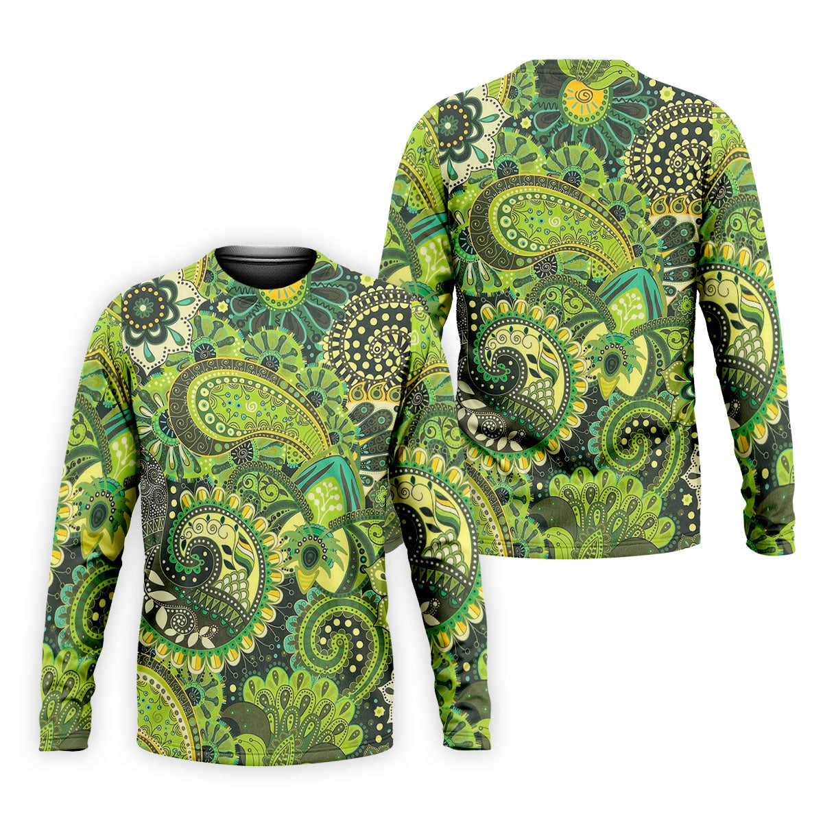 Paisley Print Green Golf Shirt, Golf Tops For Men, Polo ShirtFor Men, Golf Shirts For Men