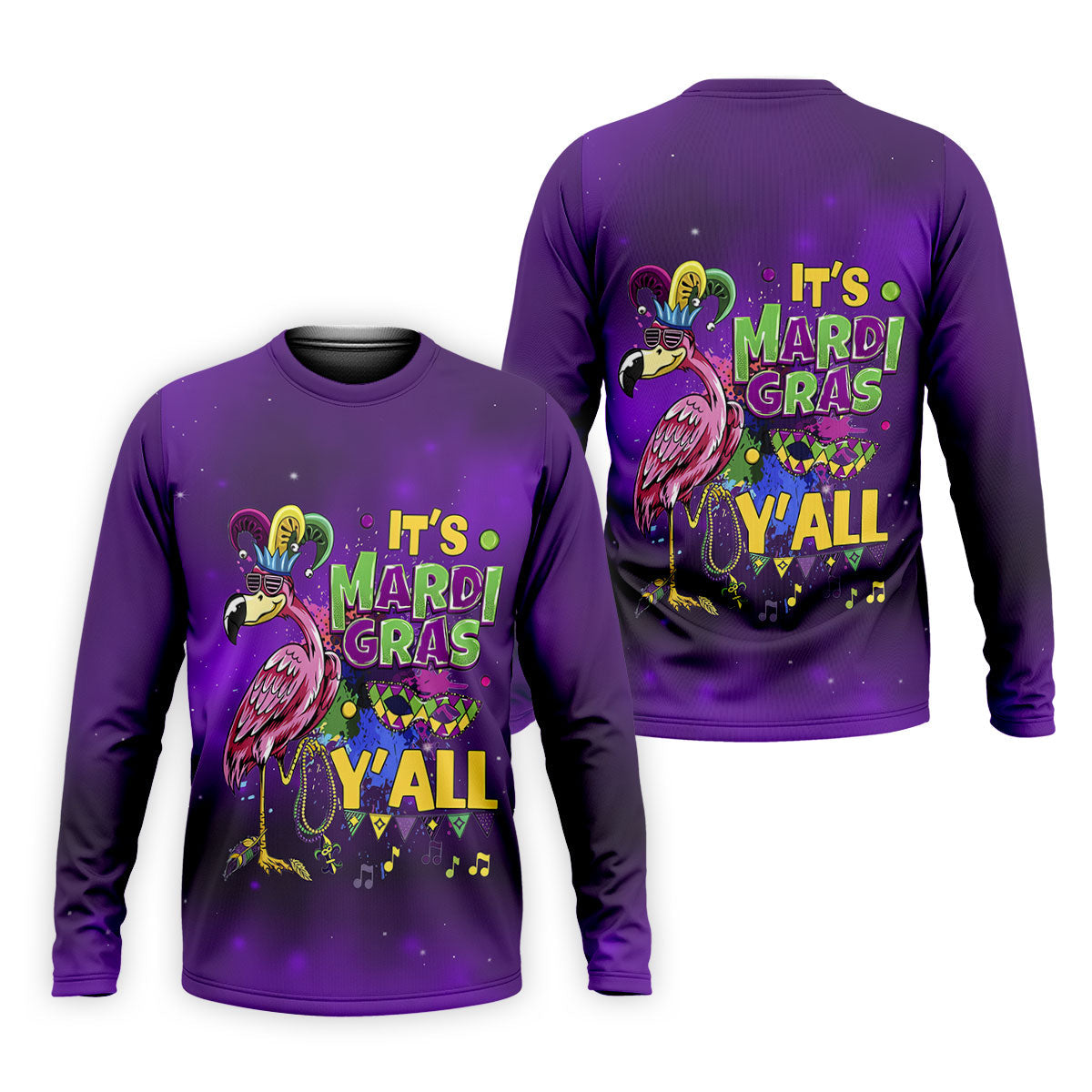 It's Mardi Gras Y'All Funny Flamingo Purple Golf Shirt, Polo ShirtFor Men, Golf Shirts For Men