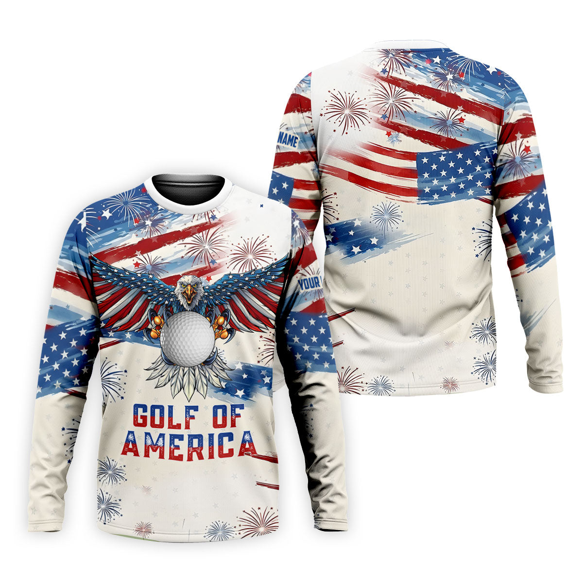 Golf Of America 250th Anniversary Red White Blue Brush Stripes Patriotic 4th Of July Golf Shirts For Men