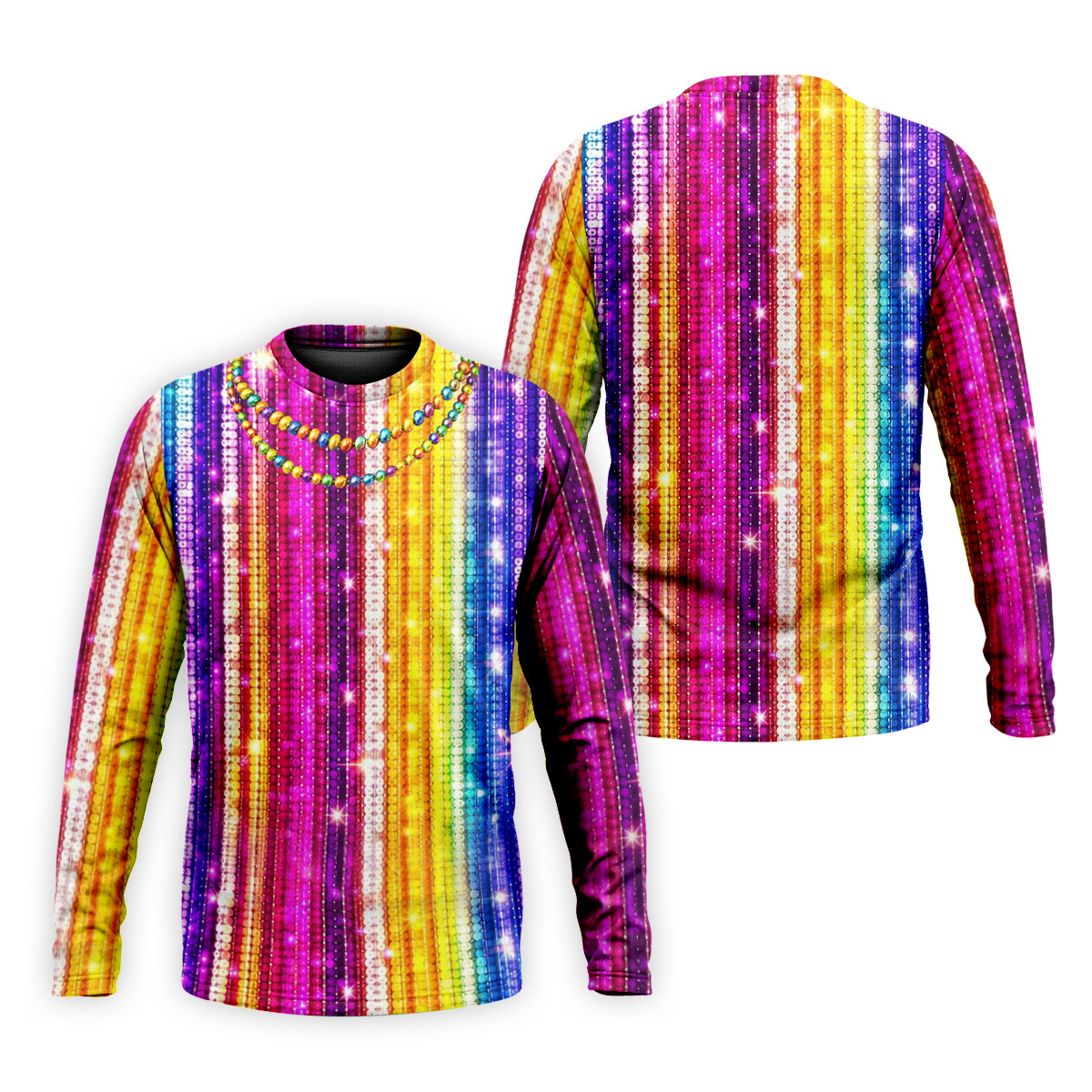 Mardi Gras Sequinned Glitter Print Golf Tops For Men, Polo ShirtFor Men, Golf Shirts For Men