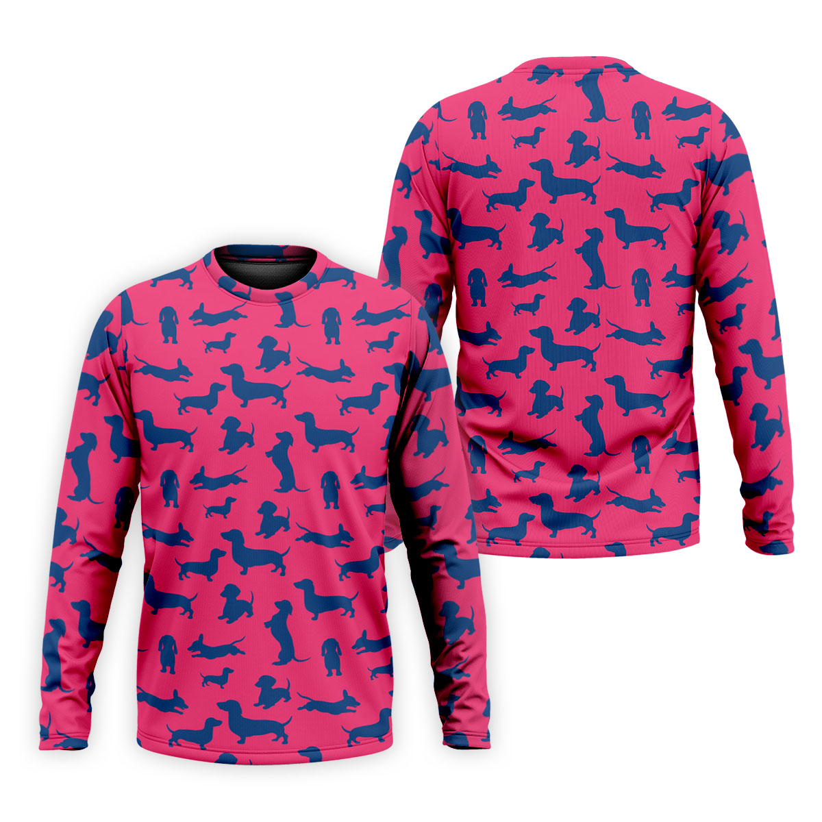 Funny Dachshund Pink And Navy Cute Golf Shirt, Men's Funny Golf Shirts, Golf Shirts For Men